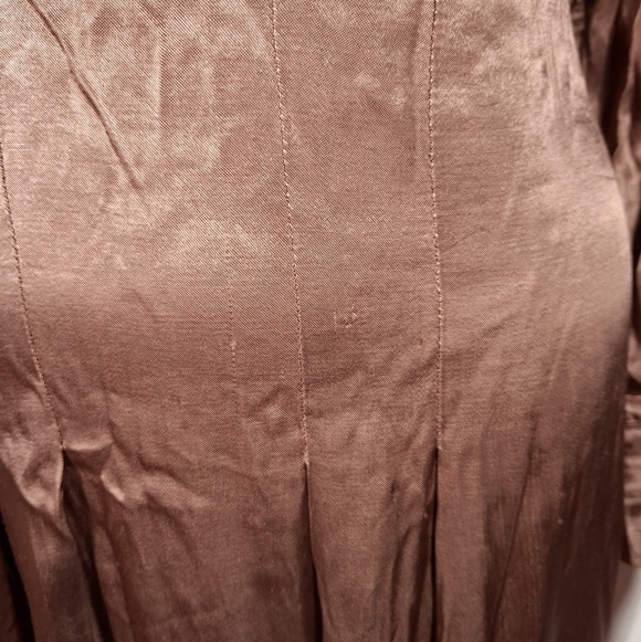 H&M Viscose Long Sleeve Faux Wrap Pale Pink Satin Midi Dress Size Small - Picture 10 of 12